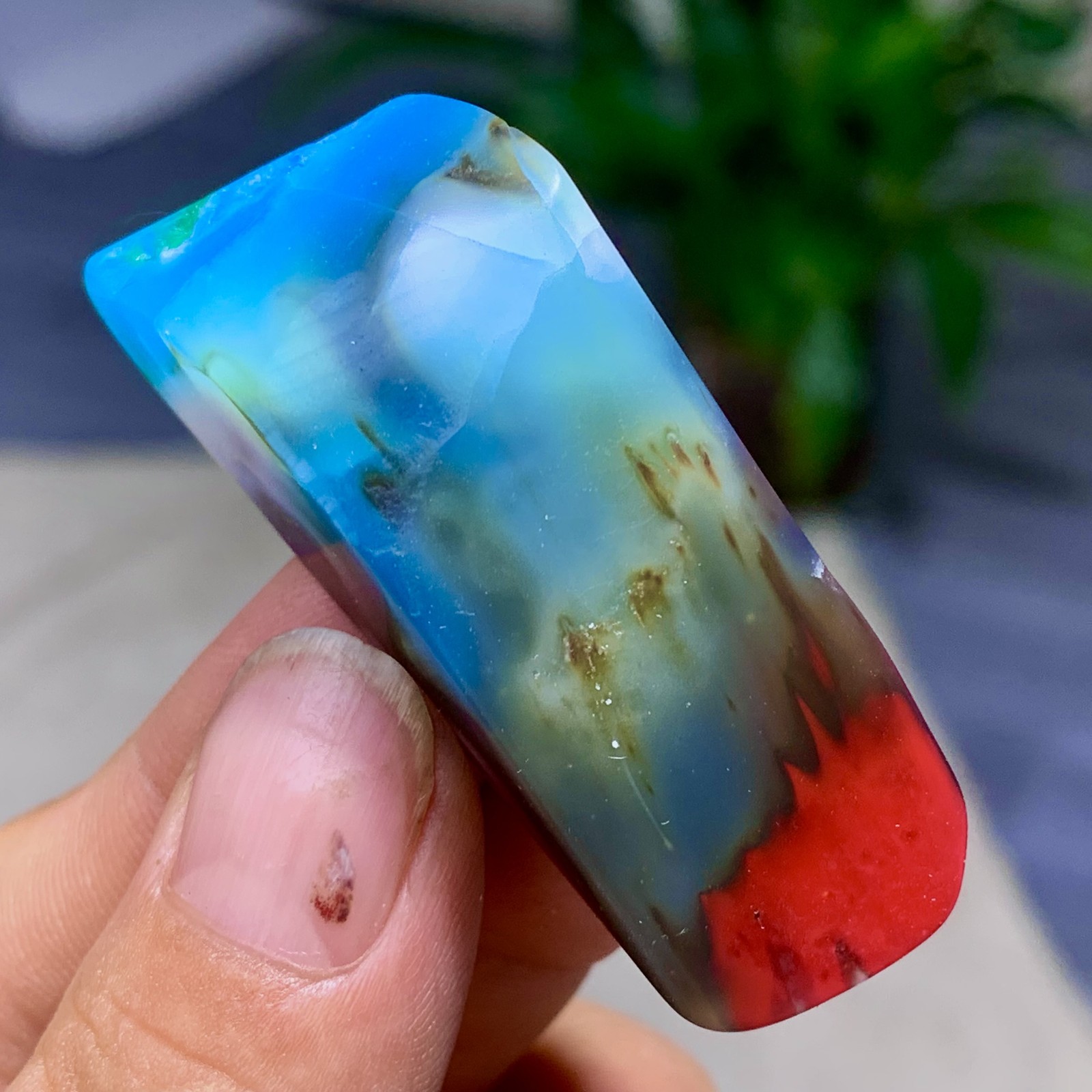 27G Natural NanHong Agate block multicolored Pattern Cabochon mineral Crystal