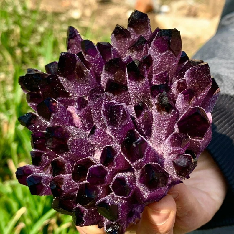 300-400g Large Natural Crystal Amethyst Phantom Cluster Healing Mineral Rocks