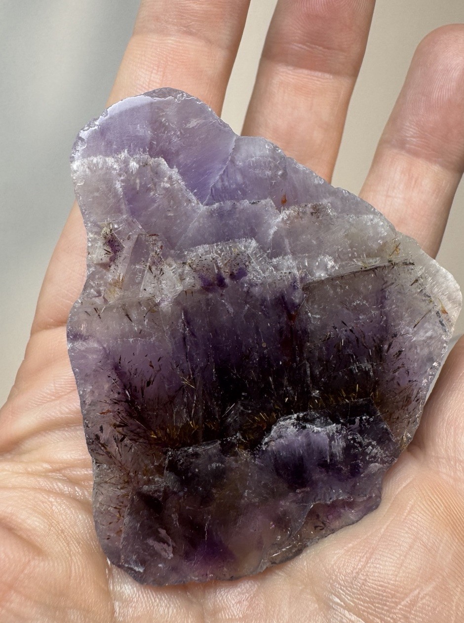 Boreal Amethyst Crystal Auralite23 Natural Phantom Reveal On Polished Face