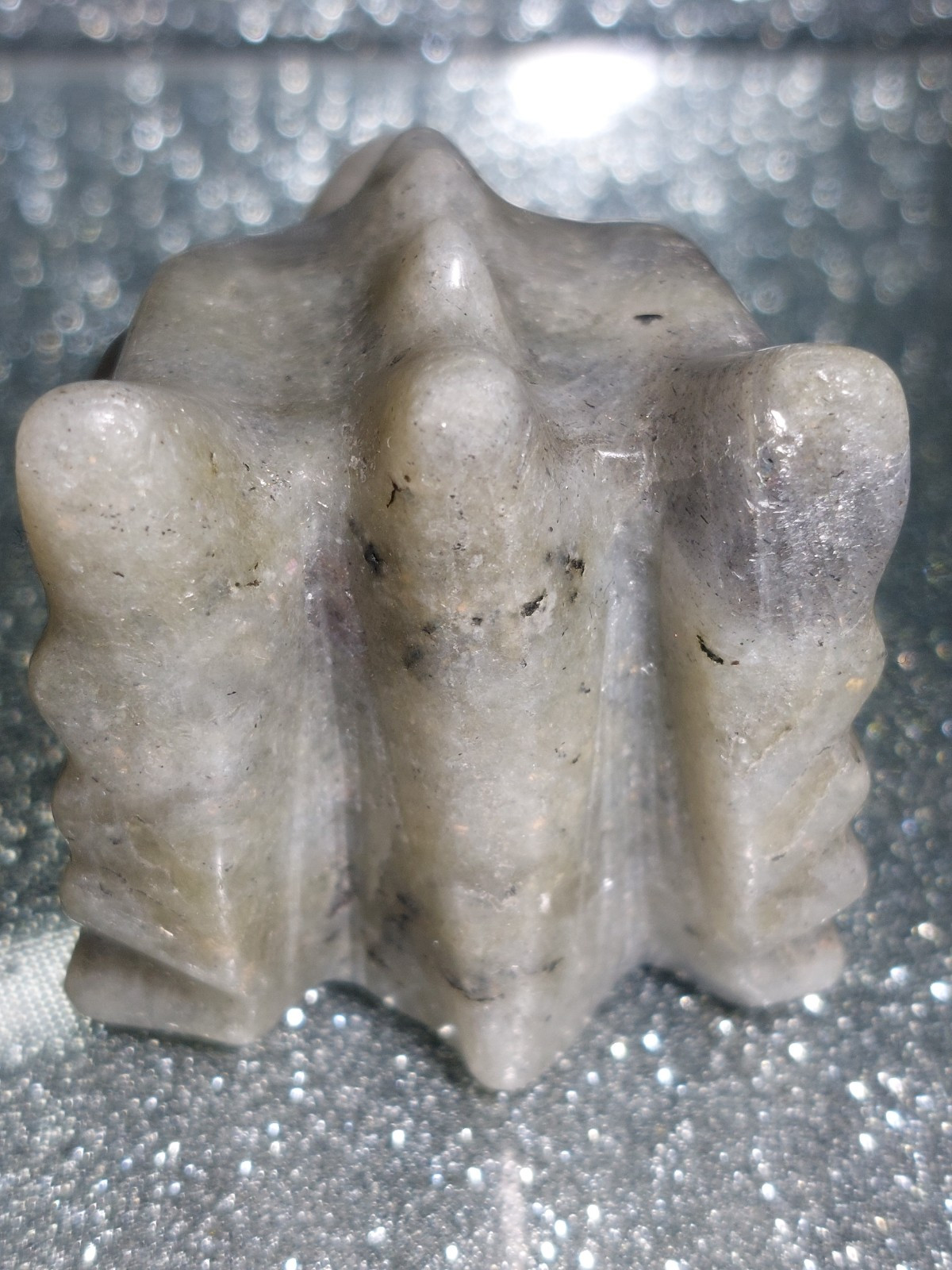 X1 Natural Labradorite Crystal Dragon Head Carving 195.6g Healing Energy 7cm