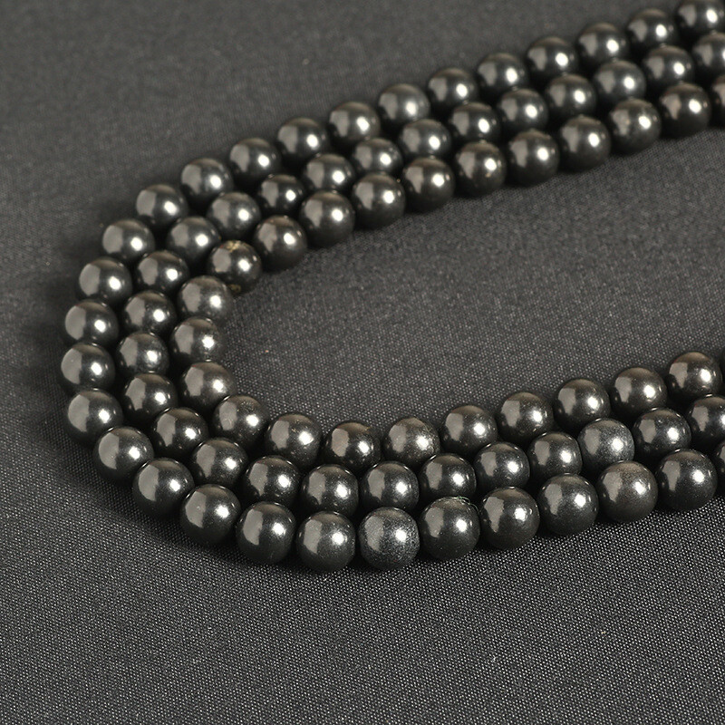 Wholesale 6 8 10 mm Natural Shungite Elite Round Beads Necklace Bracelet Jewelry