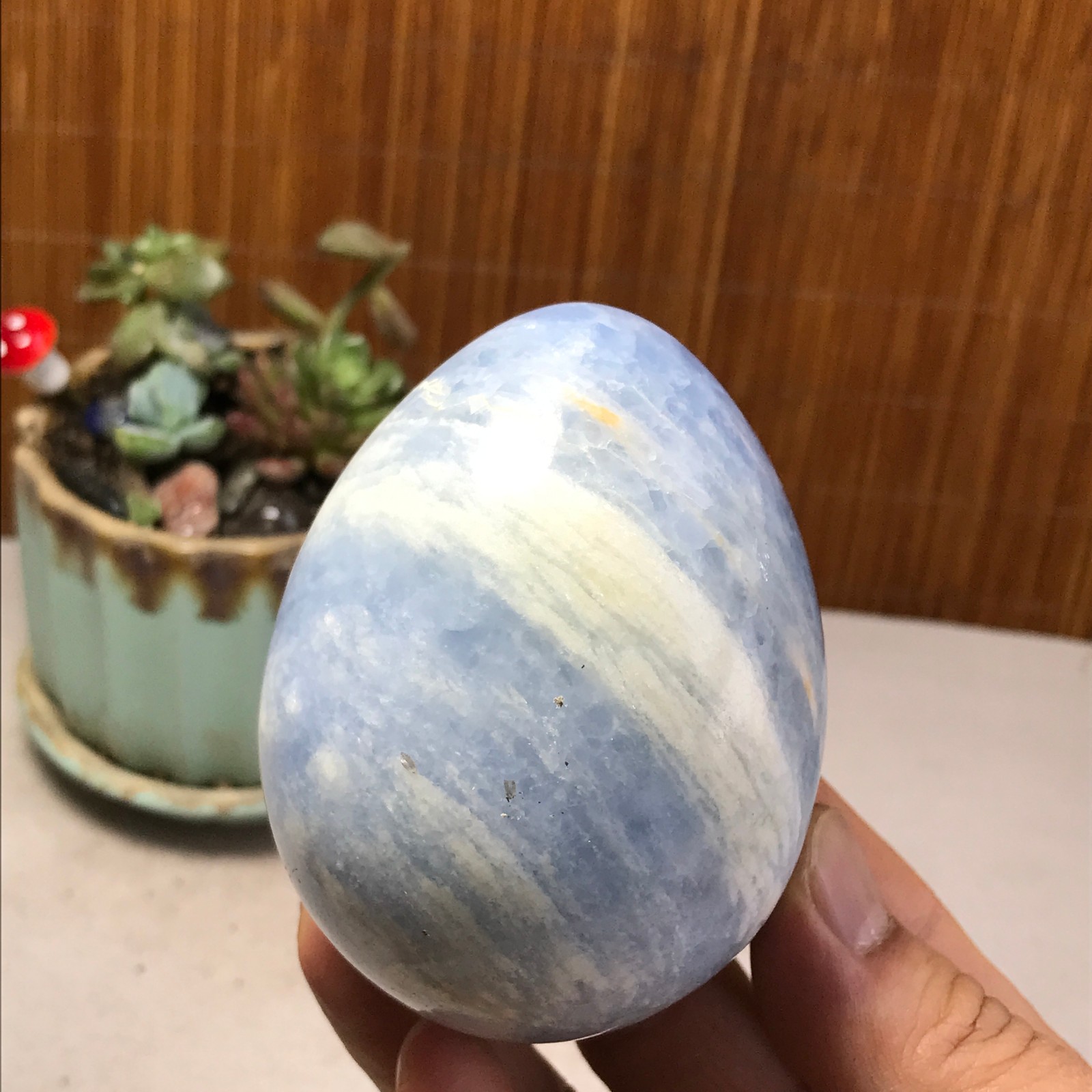80-60-60mm NATURAL Blue Celestite egg quartz Crystal Healing gift 430g A5212