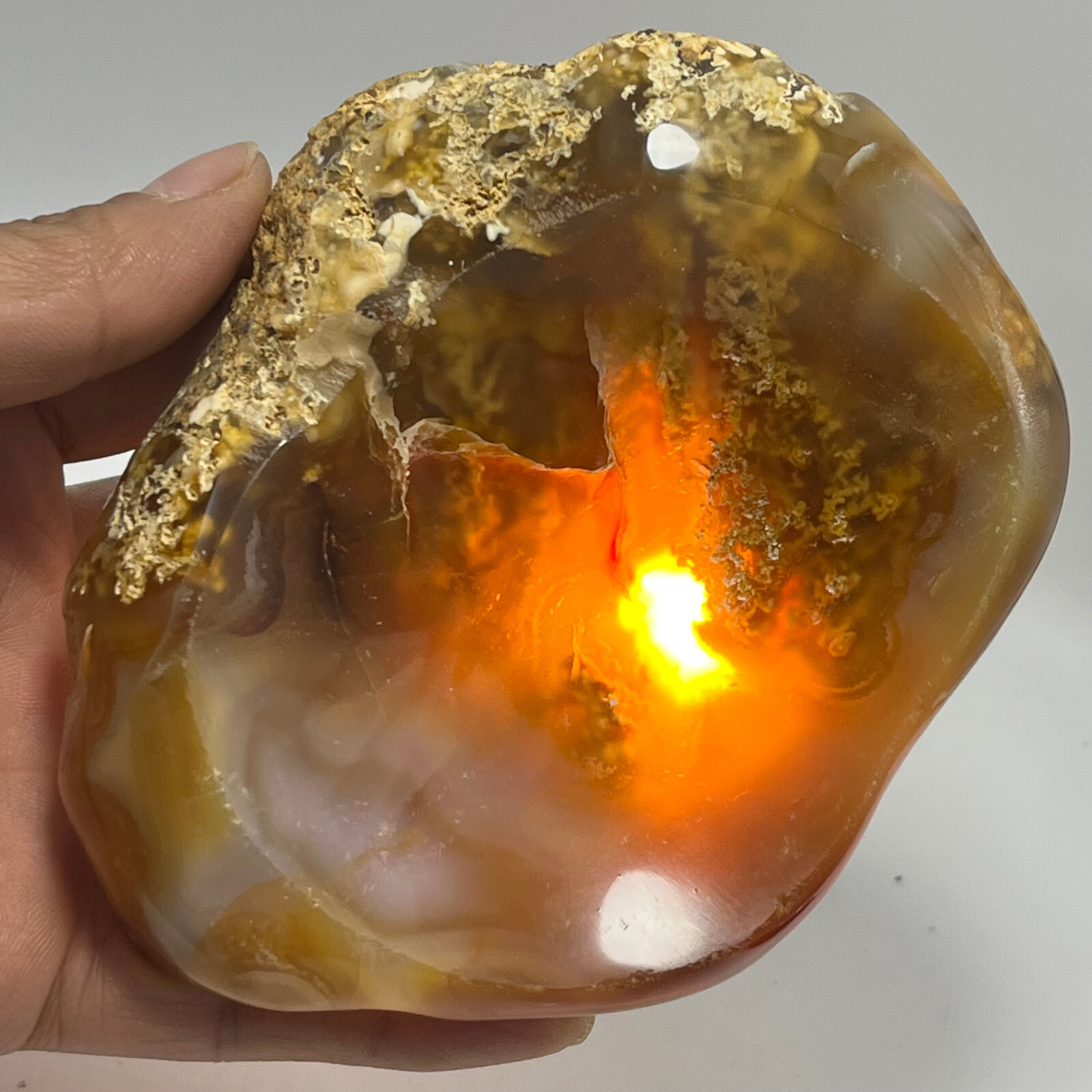 377g TOP Rare Natural Agate ashtray Polished Coin Dish Madagascar #119