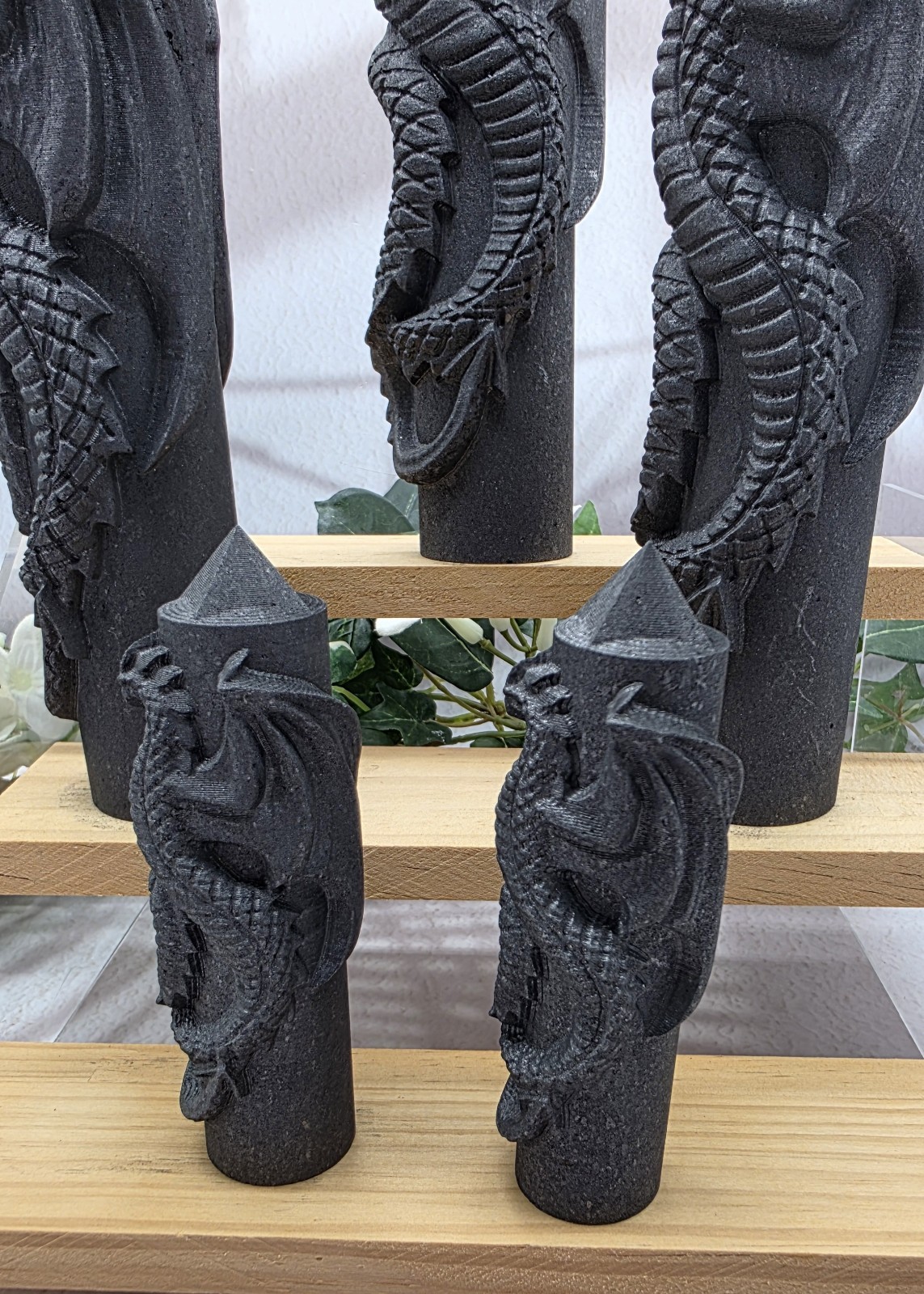 Shungite Dragon Towers Lot of 5 Hand Carved Dragon Obelisks, Protection Groundin