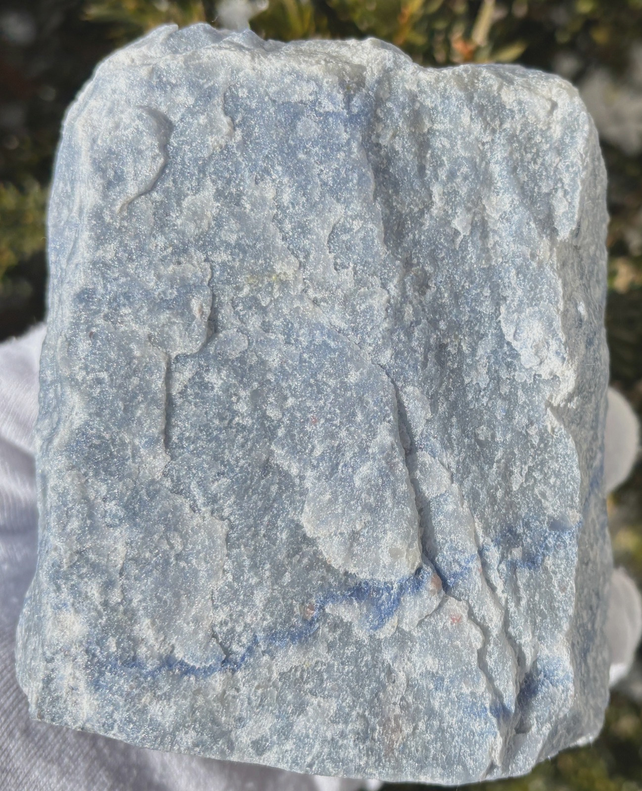 USA SALE 2.65LB BLUE QUARTZ VASE CONTAINER 4″x3.8″x3″ AVENTURINE PLANTER HOLDER