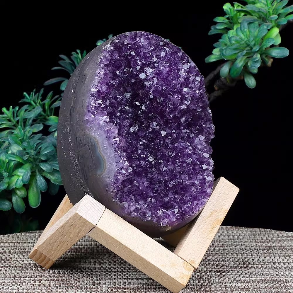 Natural Uruguay Amethyst Geode Egg Crystal Cluster Home Decoration