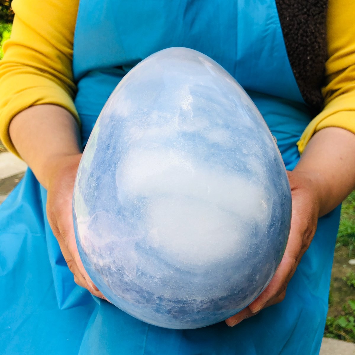 11.5LB Natural blue celestite POLISHED egg shape Quartz Crystal healing decor