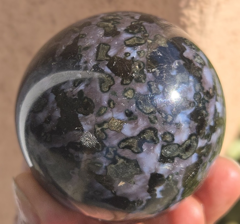 Mystic Merlinite Blizzard Stone Sphere Blue Indigo Gabbro (65 mm 417gm) Crystal