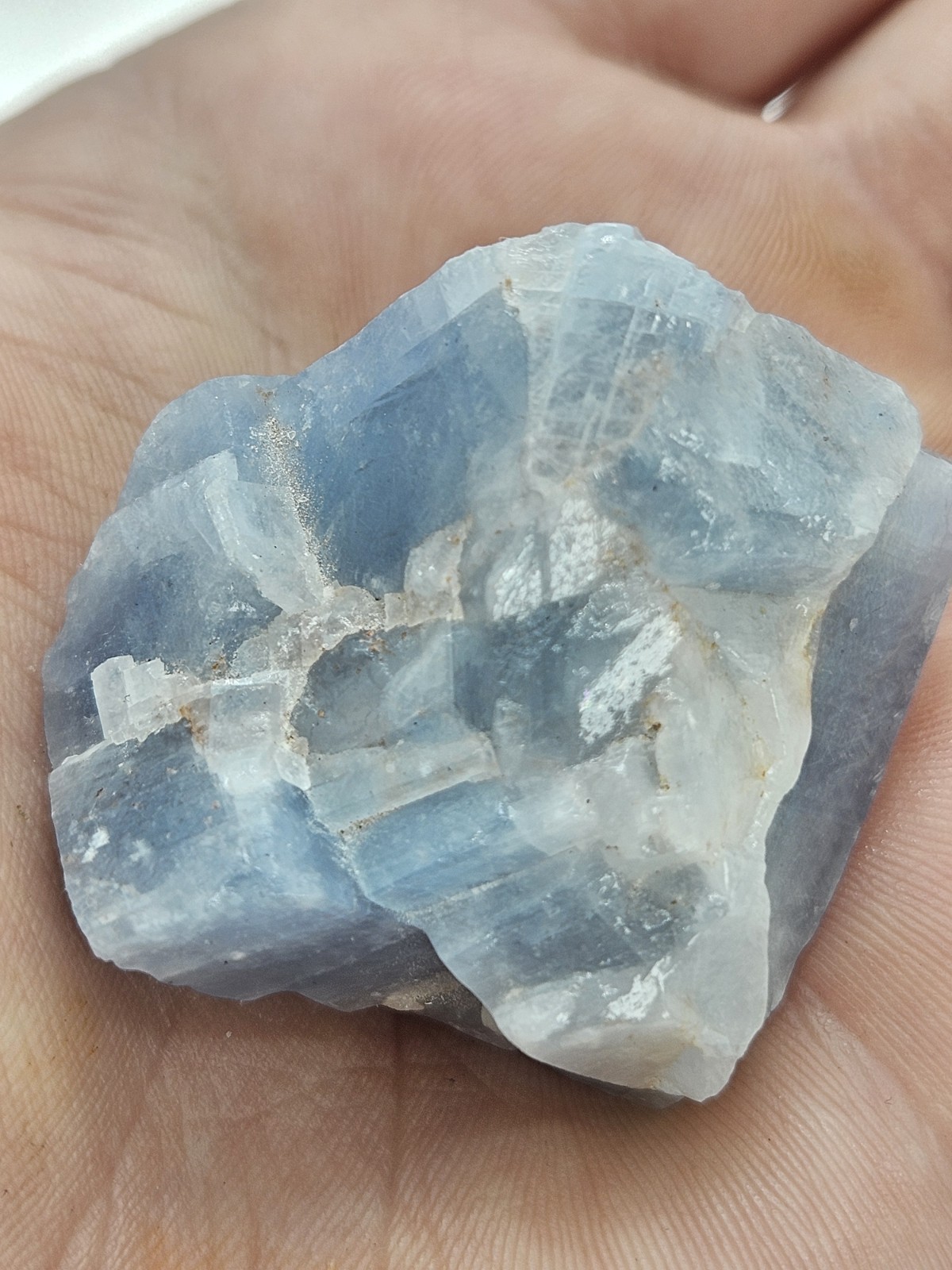 Natural Blue Calcite Raw Stone – Large Unpolished Sky Blue Crystal Chunk