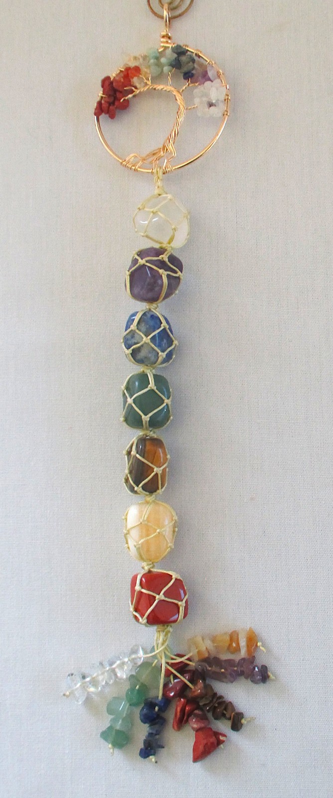 Semi Precious Stone Tree of Life Wall Hanging with 7 Chakra Stones