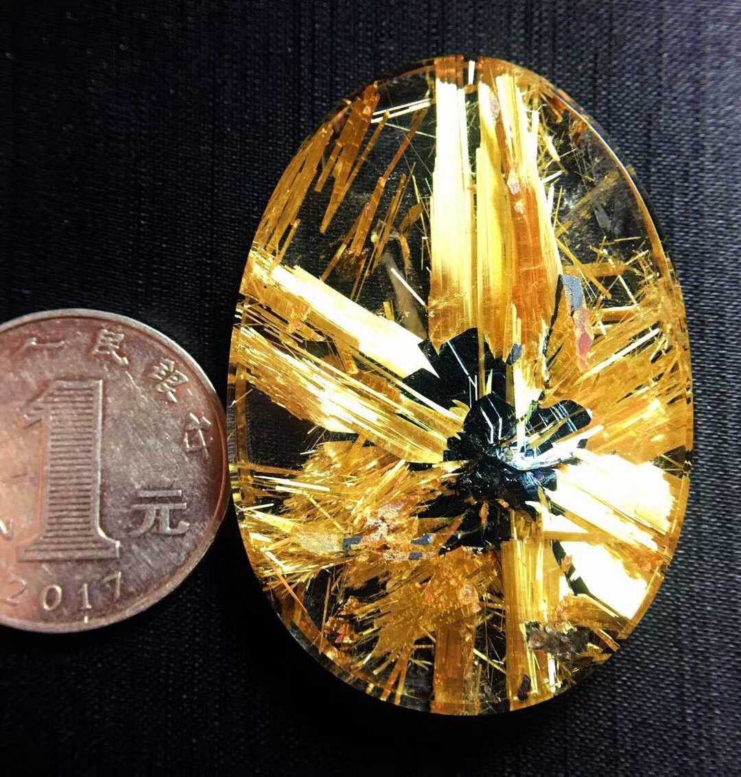 49*34*7mm A++ Natural Gold Rutilated Quartz Titanium Crystal Reiki Pendant