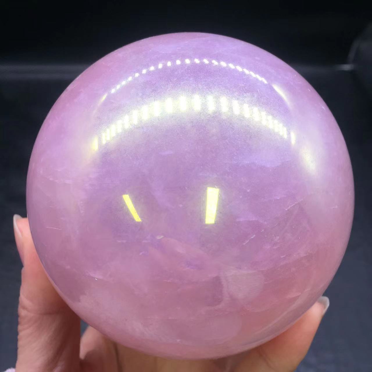 Rainbow Aura Angel Ball Natural Pink/Rose Quartz Sphere Healing Decorate + Stand