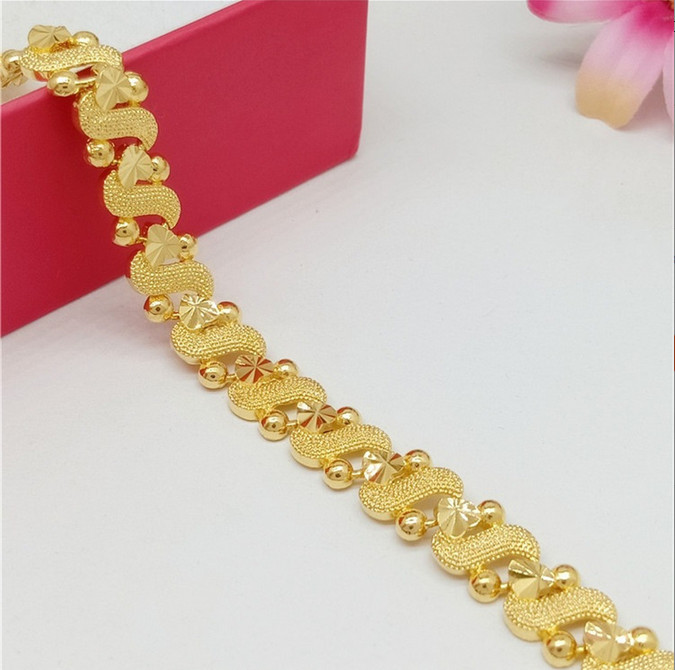 Women’s Gold Plated Bracelet Flower Heart Ethnic Style Gold Wedding Jewelry