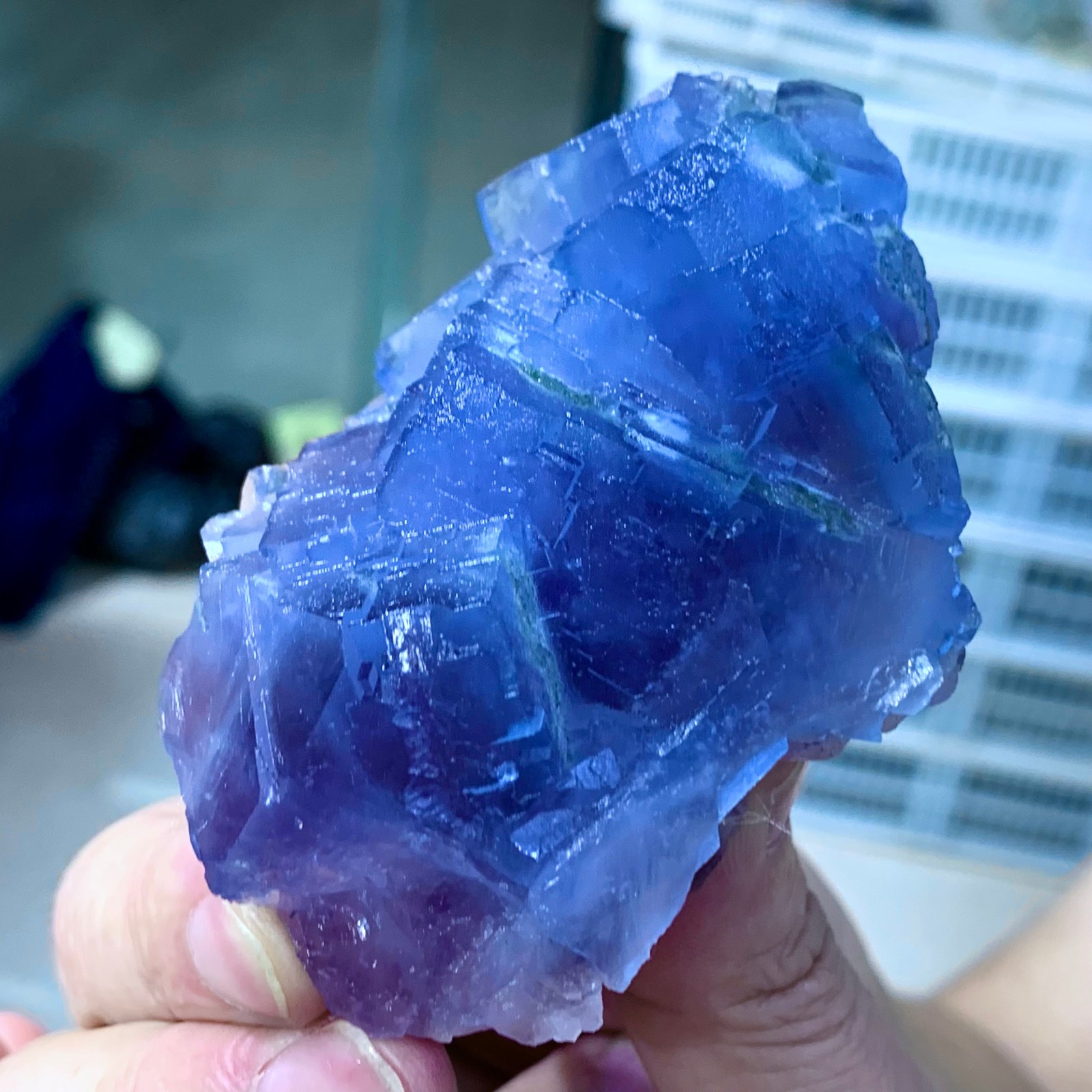 175G Rare transparent blue fluorite cubic mineral crystal sample/China