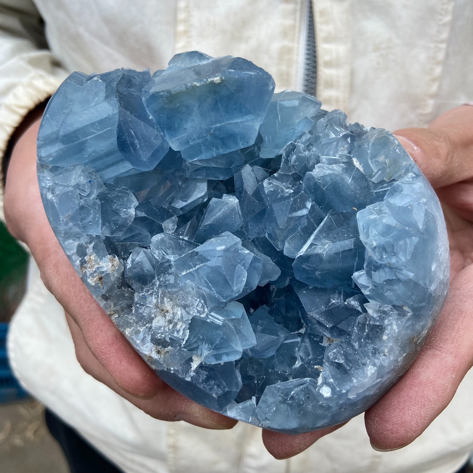 2.2lb natural blue celestite geode quartz crystal mineral specimen healing