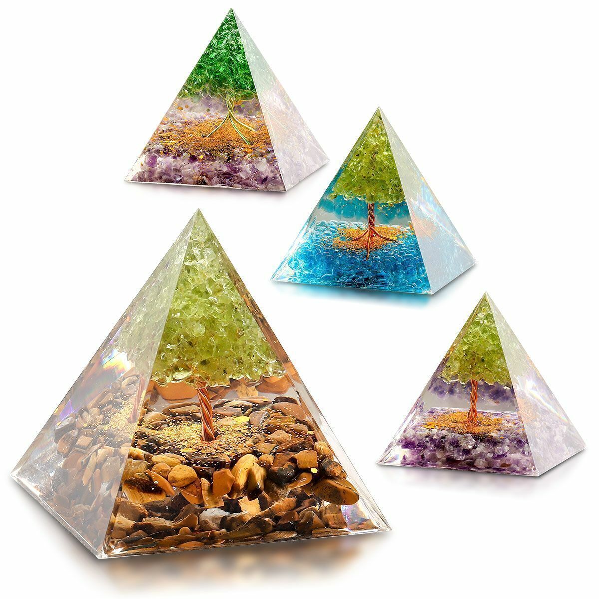 1-2pc Orgone Pyramid Energy Generator Healing Meditation Orgonite Crystal Chakra