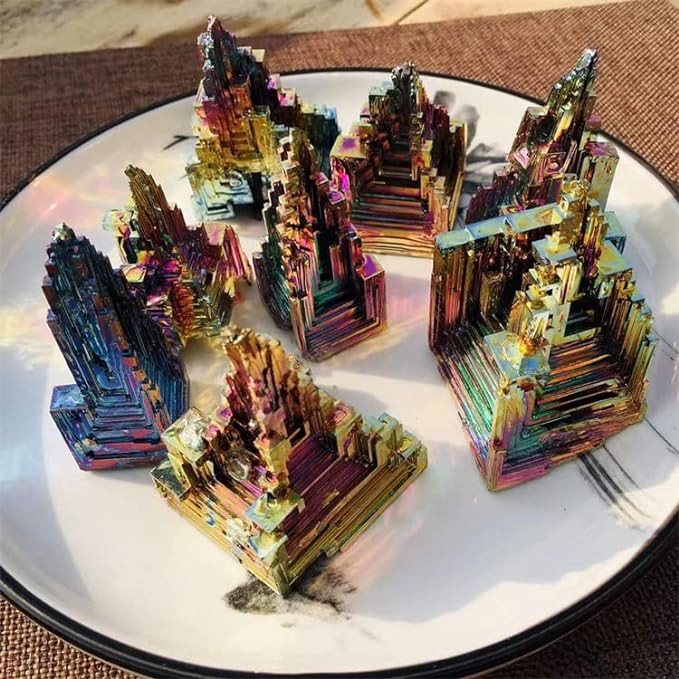 Natural Aura Rainbow Bismuth Titanium Quartz Crystals Raw Mineral Specimen Decor