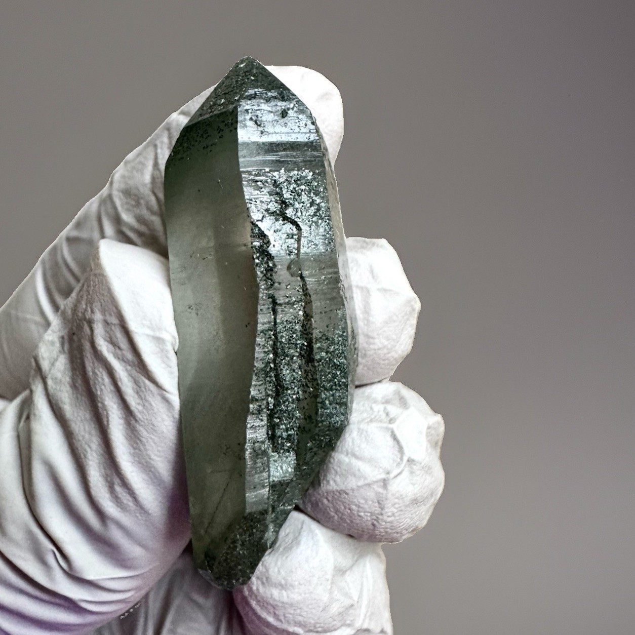 “Green Forest Canyon”Hashupi Himalaya Floater Silver-sand Phantom Quartz Crystal