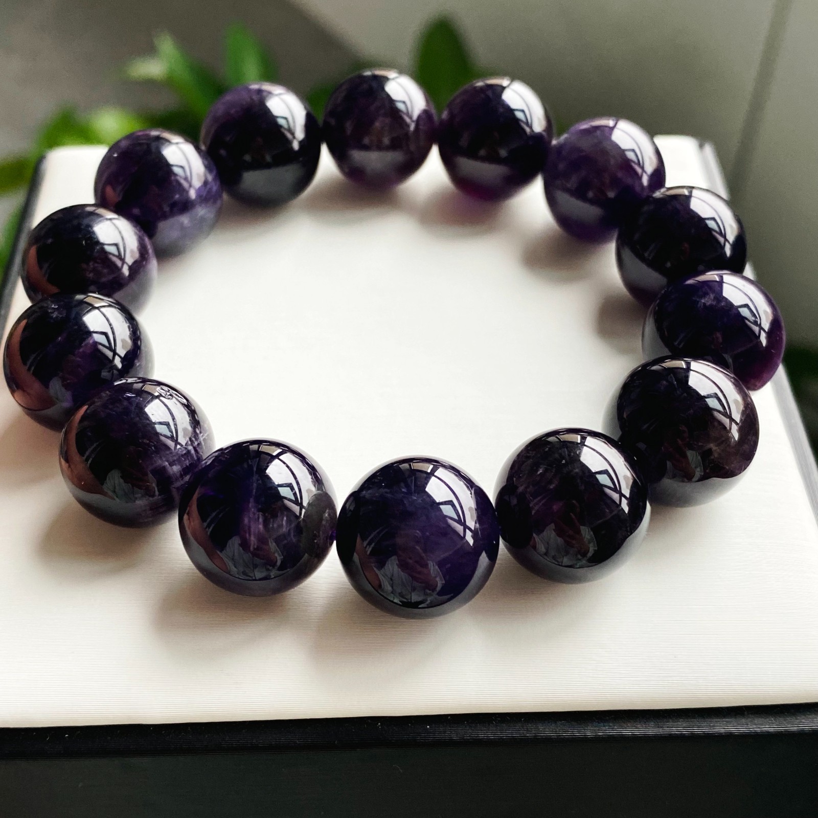 15mm Natural Rare Purple Amethyst Crystal Beads Bracelet 2101