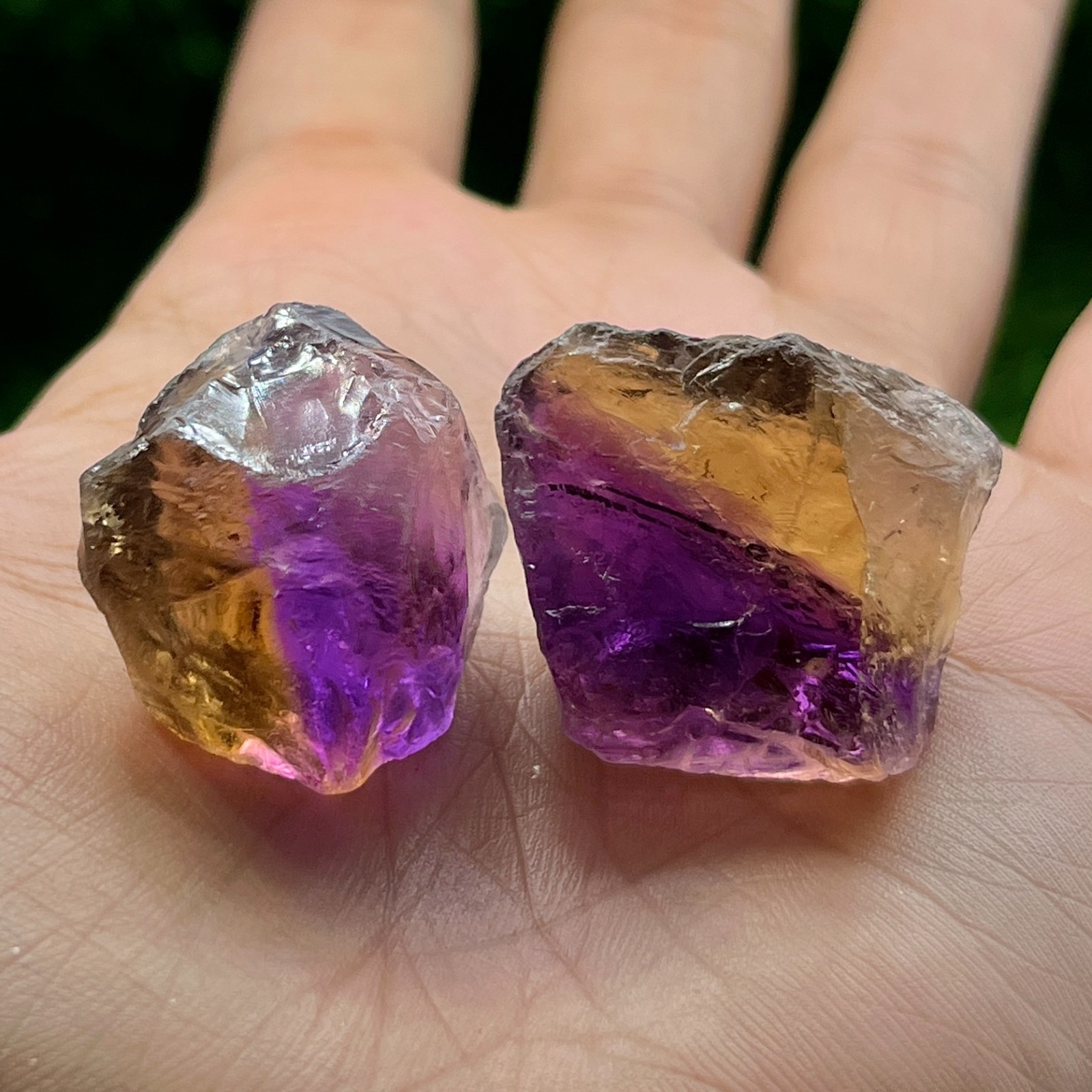 2 Pcs Rare Ametrine Rough Gemstones Lot– Natural Raw Amethyst and Citrine