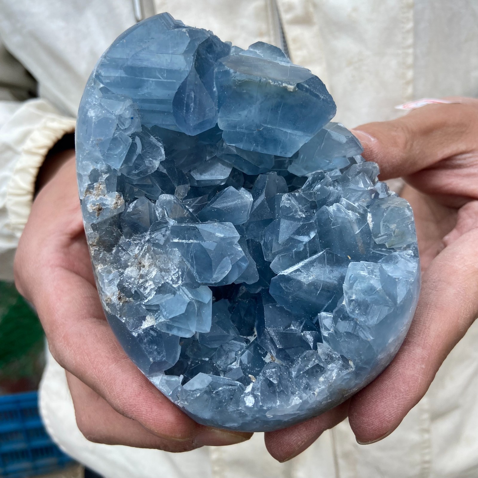 2.2lb natural blue celestite geode quartz crystal mineral specimen healing