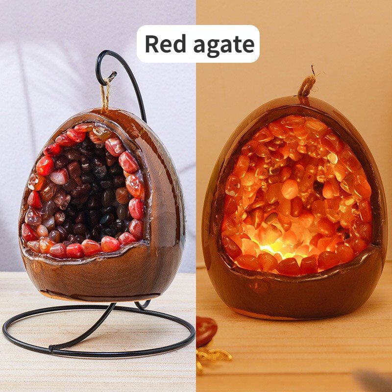Natural Colorful Crystal Dinosaur Egg Nightlight Decoration Lamp USB Lighting