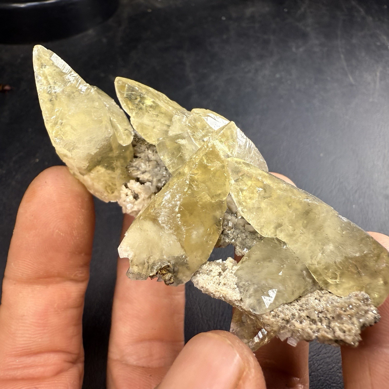 Golden Calcite Crystals on Chalcopyrite Dolomite Pyrite Matrix / Missouri