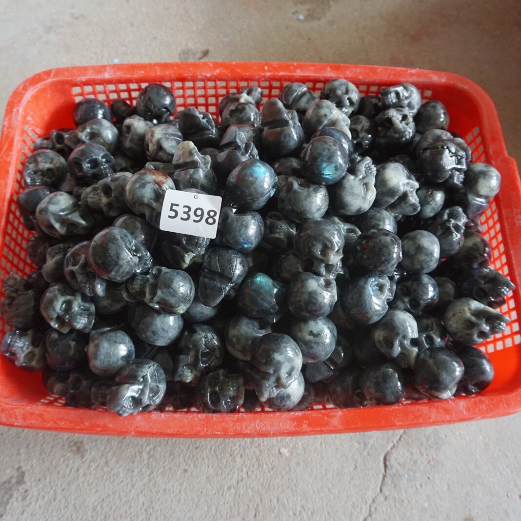 3LB 20 Small Natural Labradorite Quartz Crystal Skull Carving Head Healing 5cm