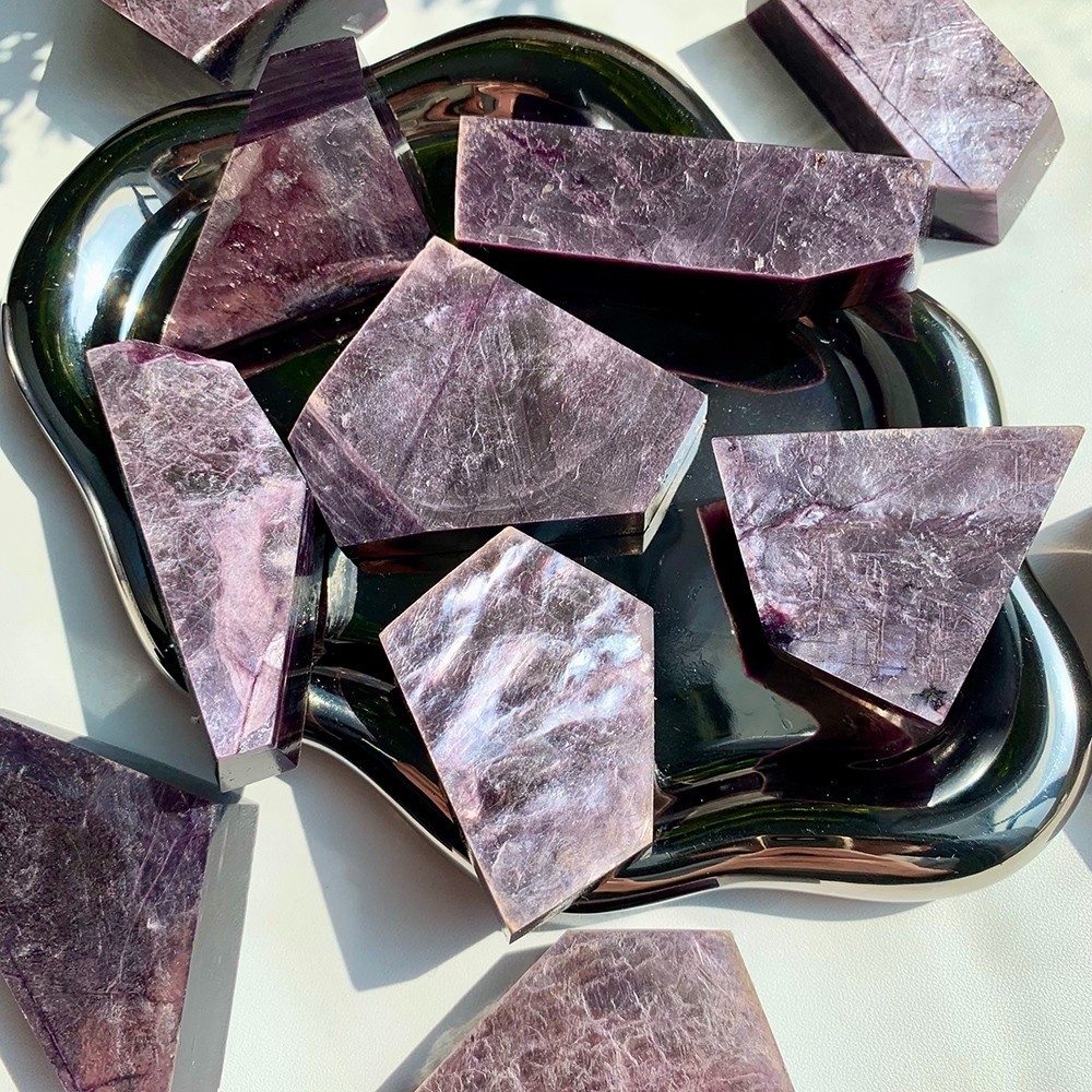 2Pcs 50-100G Natural Purple Mica Freeform Crystal Polished Flashy Office Decor
