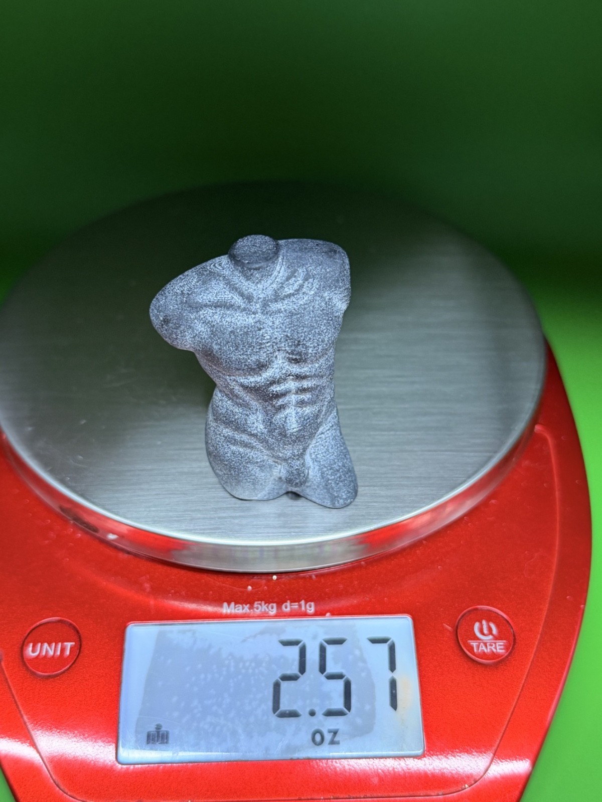 2.57oz 2.7in Black Basalt Male Torso Carving Protection Stone