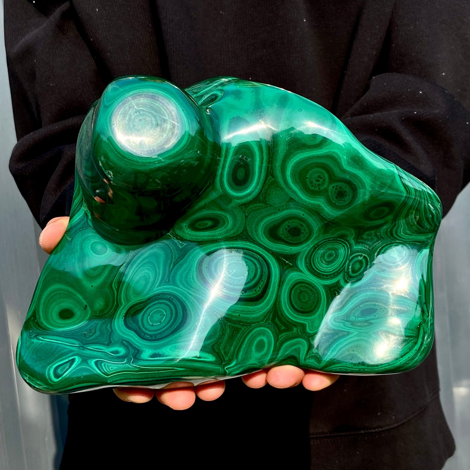 10.6LB Natural glossy Malachite transparent cluster rough mineral sample