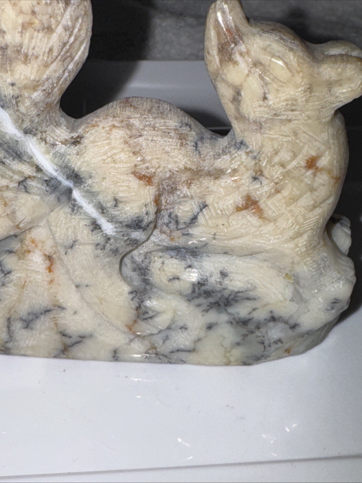 Dendritic Agate Nine Tail Fox. Some Points of The Tail Are Irregular See Photos