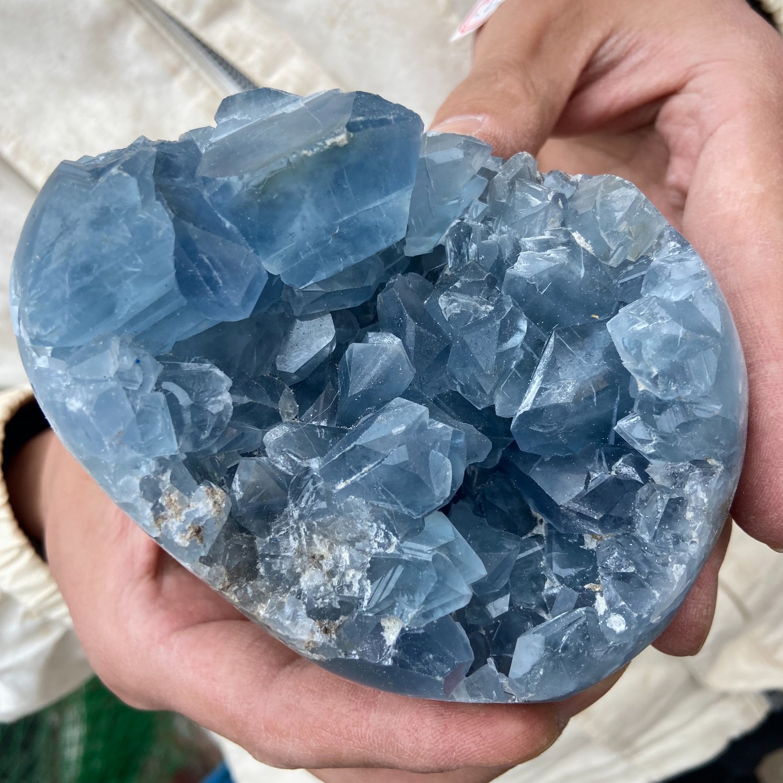 2.2lb natural blue celestite geode quartz crystal mineral specimen healing