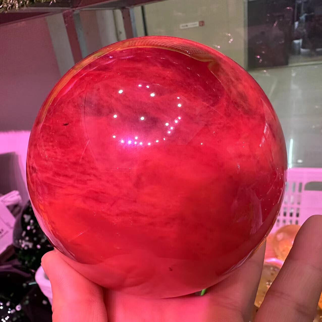 100mm+ Red Smelting Stone Quartz Sphere Energy Crystal Ball Reiki Healing