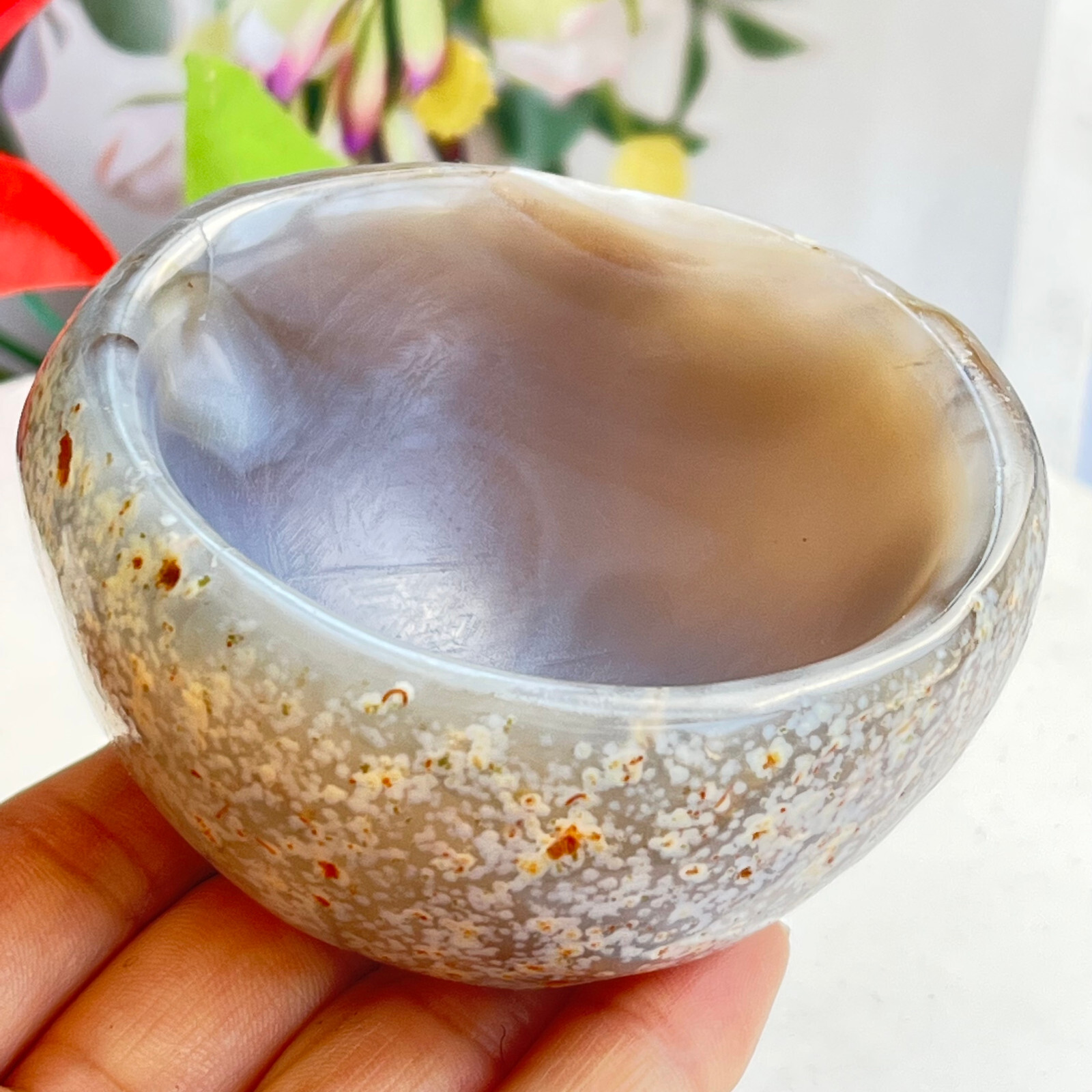 261 TOP Rare Natural Agate ashtray Polished Coin Dish Madagascar MD7