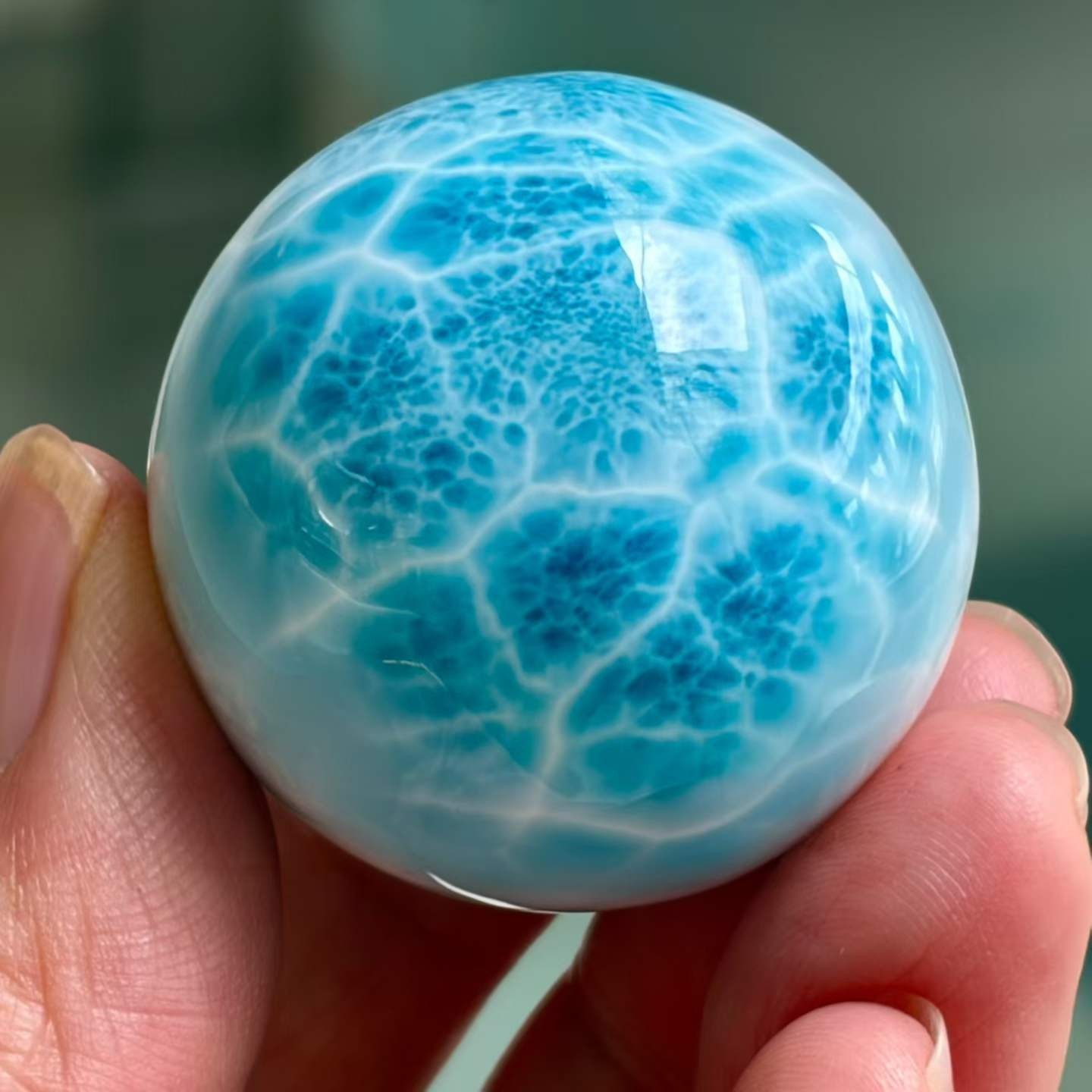 36mm Natural Larimar Gemstone sphere quartz polished sphere specimen energy