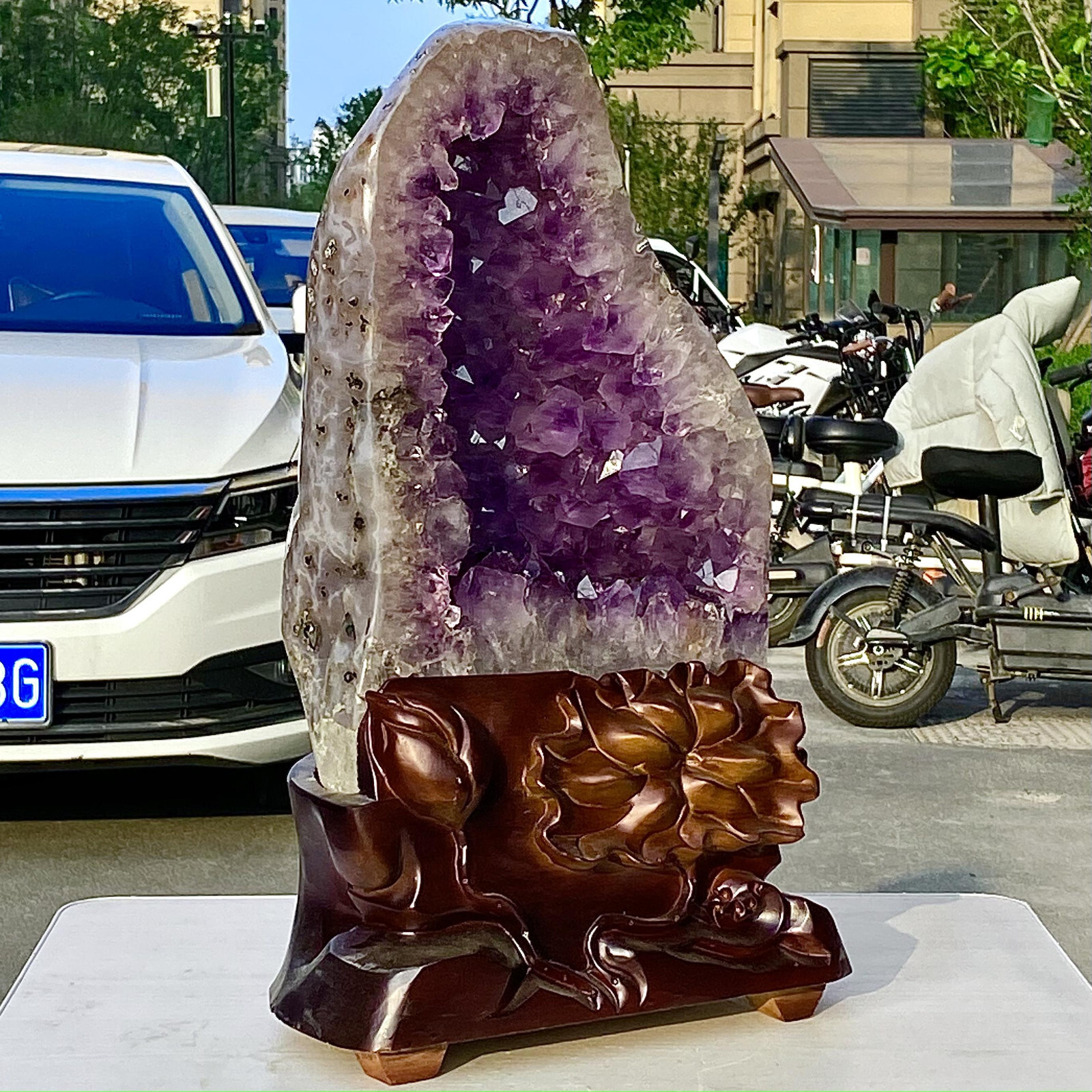 35.2LB Brazilian Amethyst Crystal Cave Stone Cluster Quartz Geode Healing