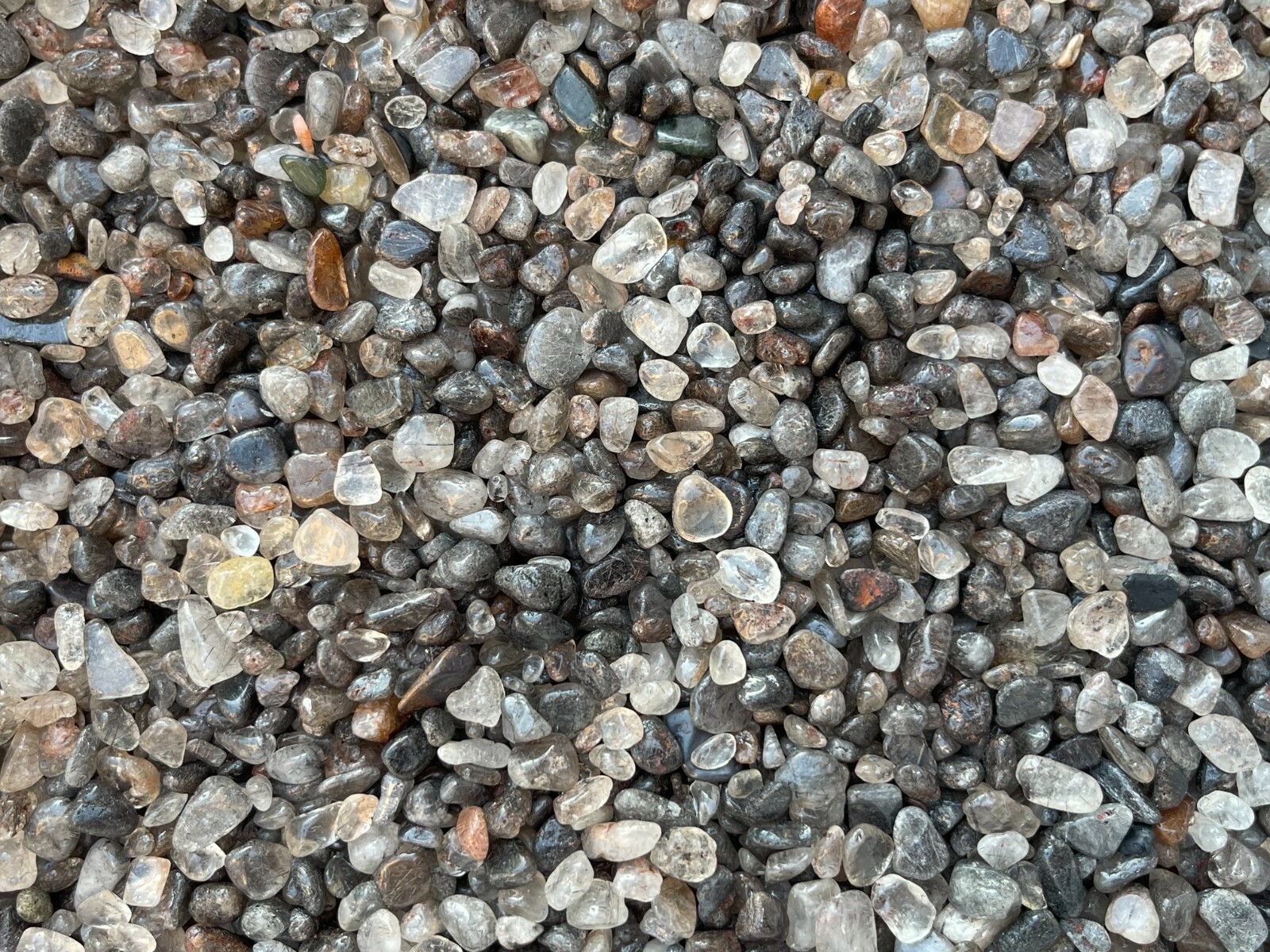 Black Rutilated Quartz Semi Tumbled Gemstone Chips 5-12mm, Wholesale Bulk Lot