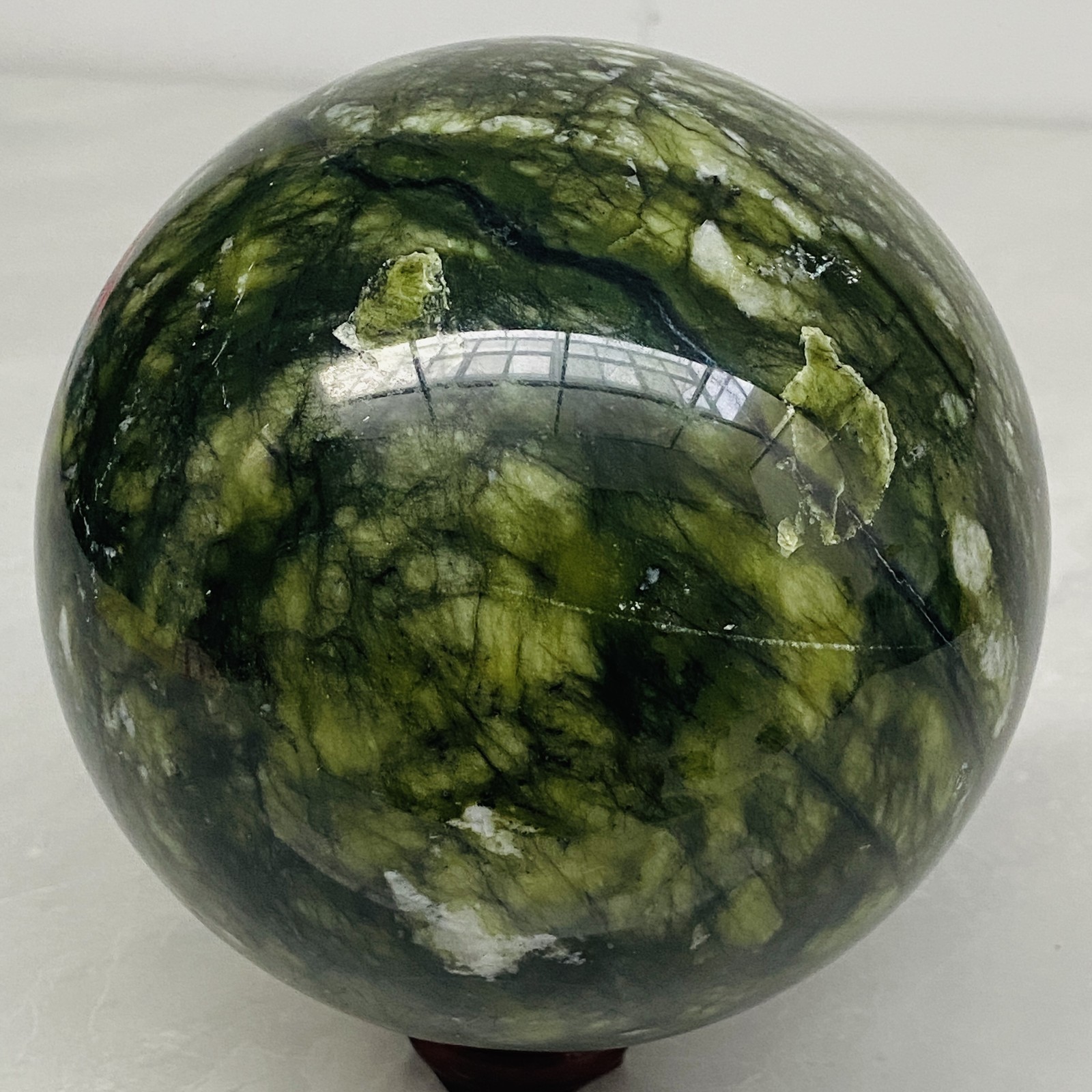 Natural Southern Jade Sphere Green Serpentine Crystal Ball Healing 3220g 7.09LB