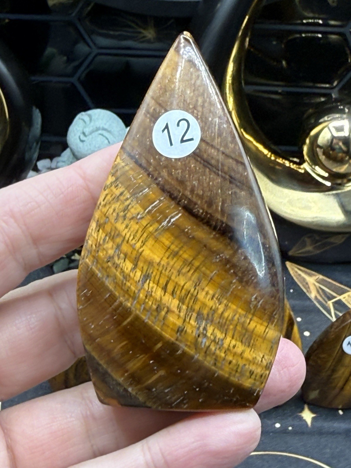 Natural Tigers eye Candle Flames Points beautiful color Free shipping