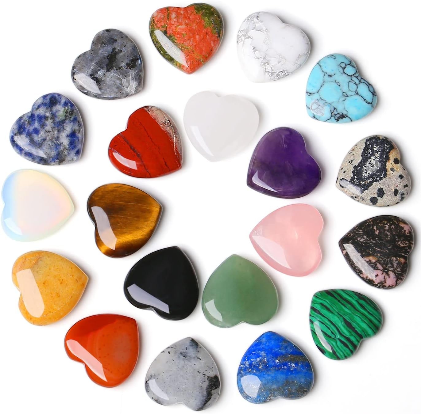20PCS Natural Crystals and Healing Stones Set – Polished Heart Gemstones