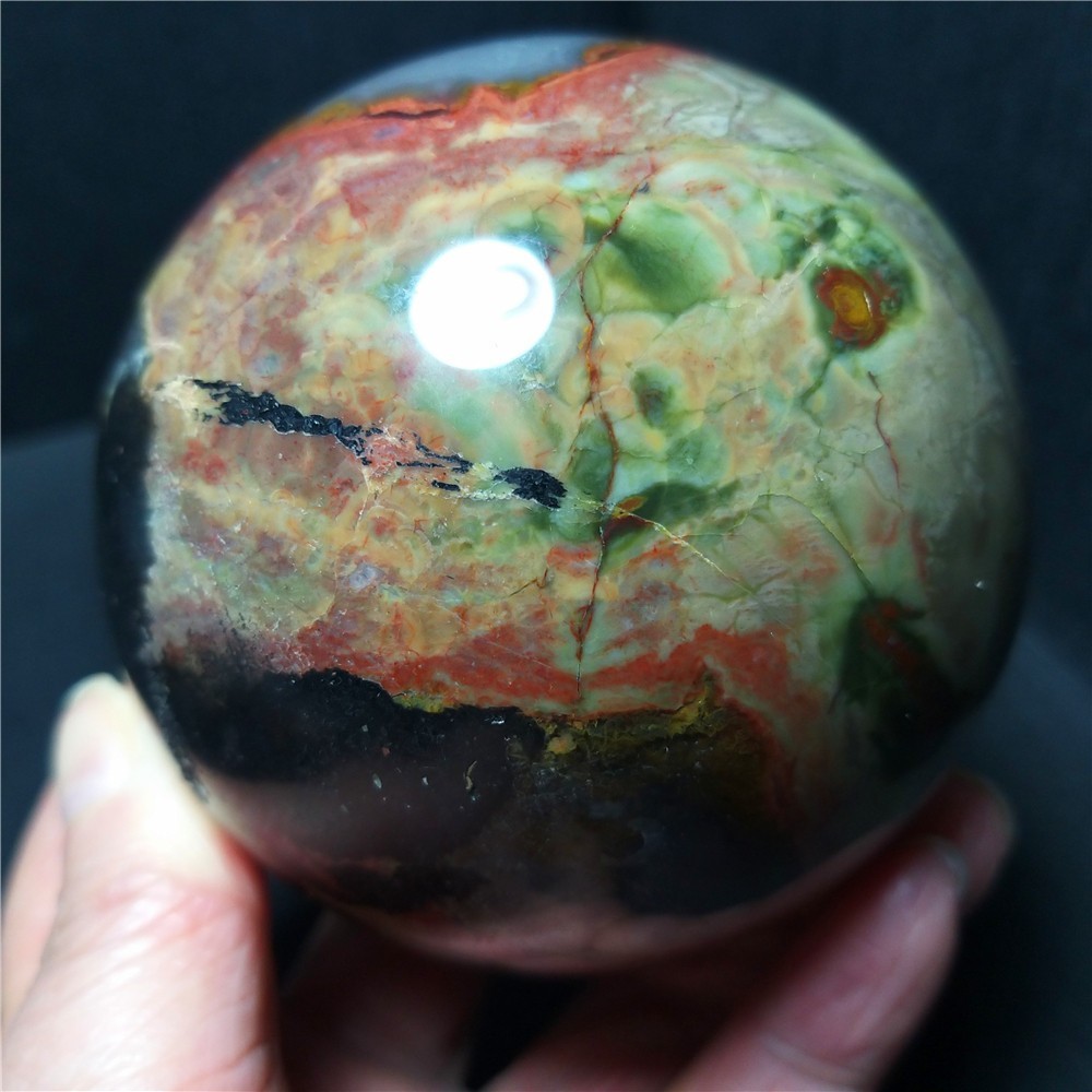 TOP 664G 78mm Natural Polished Colorful Agate Stone Sphere Ball Healing Ca900