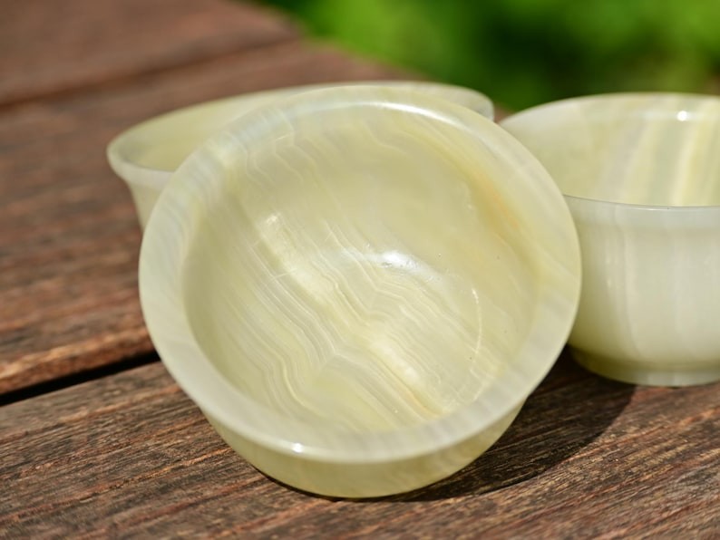 3.1″ Natural carved Afghan jade bowl Reiki decor figurine healing gift 1pc
