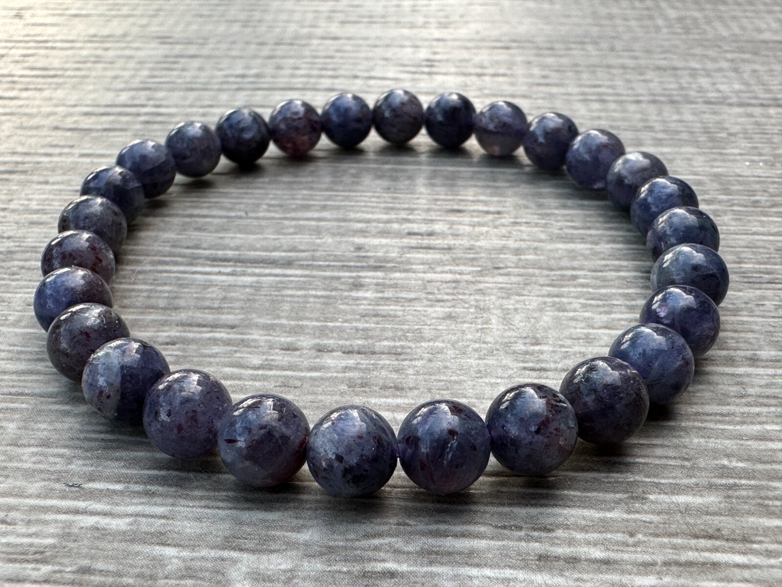 Grade A++ Iolite Crystal Bead Bracelet 5-9mm, Genuine Iolite Gemstone Bracelet