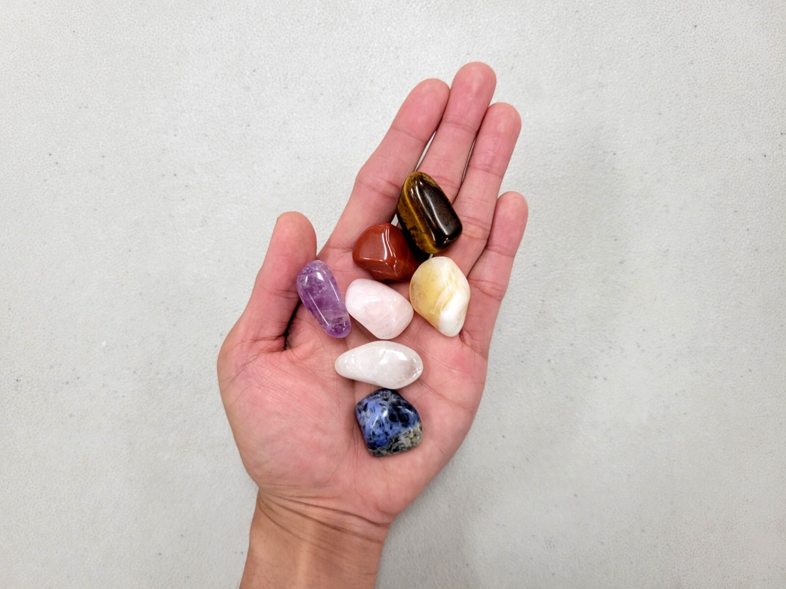 Tumbled Chakra Crystal Set 7 Seven Healing Stones Mini Kit Gemstone Tumbles