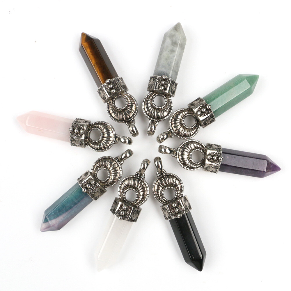 1pc Natural Chakra Crystal Wands Pendants Magic Stick Point Reiki Healing Amulet