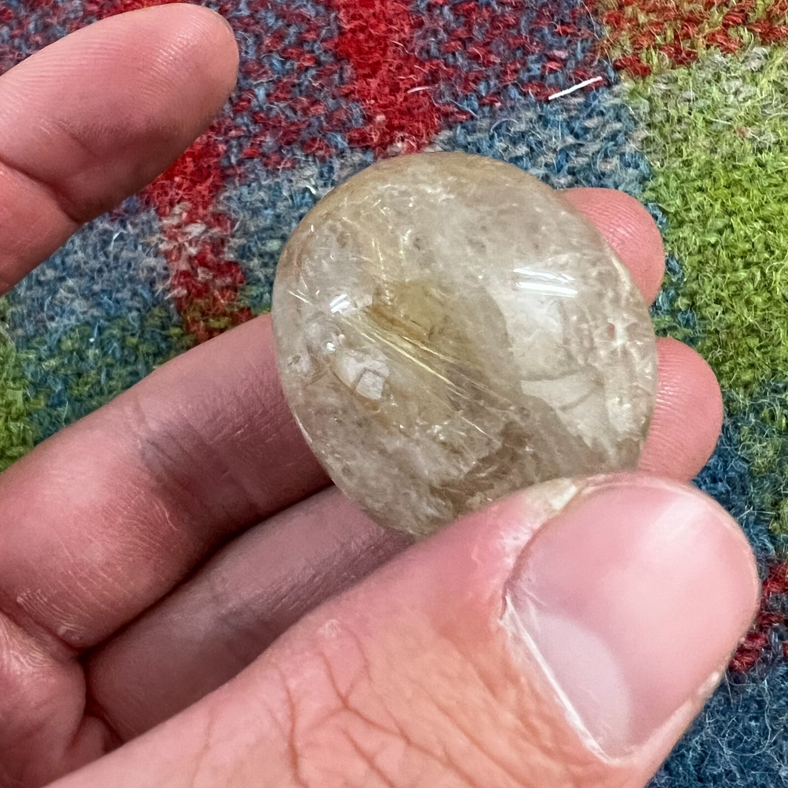 Rutilated Quartz Crystal Gemstone Clear Gold & Silver Strand Sphere 21 Grams