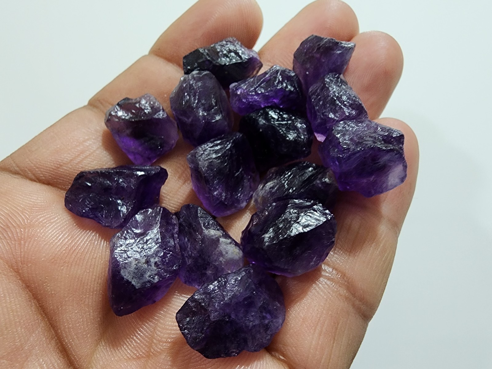 15 Pcs Excellent Purple Amethyst Rough Gemstone Chunks Size 15-20 MM Loose Rough