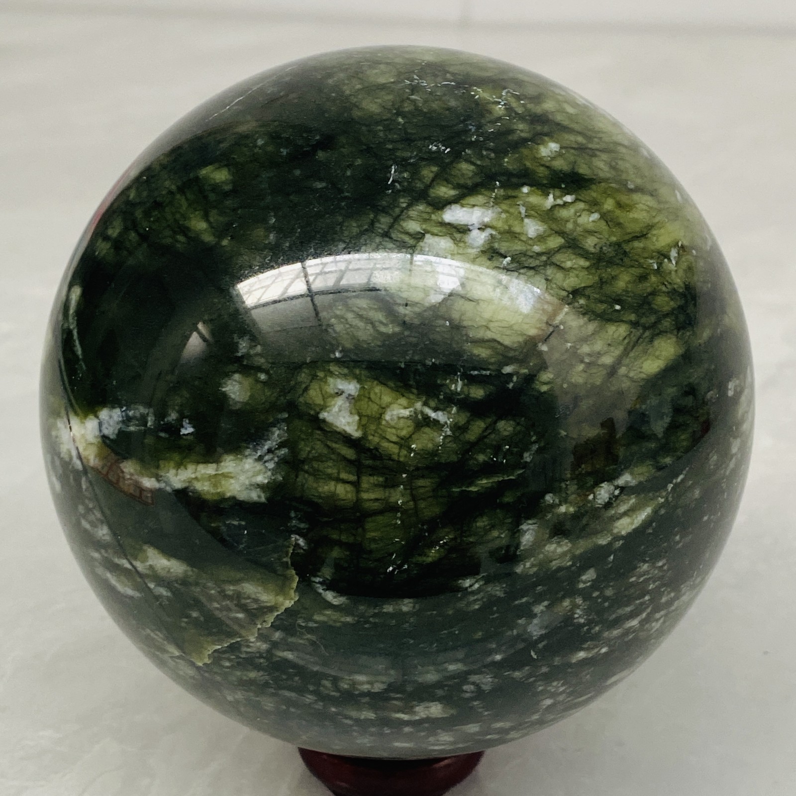 Natural Southern Jade Sphere Green Serpentine Crystal Ball Healing 2060g 4.54LB
