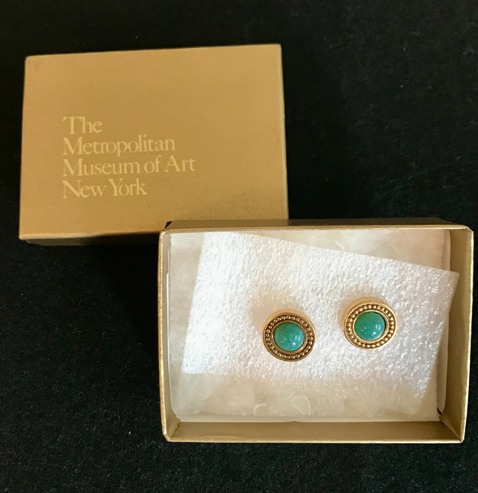 Egyptian Style Reproduction Jade Colored Green Stone Post Earrings